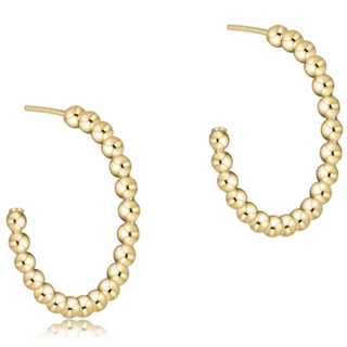Beaded Classic 1.25" Post Hoop - 4mm Gold