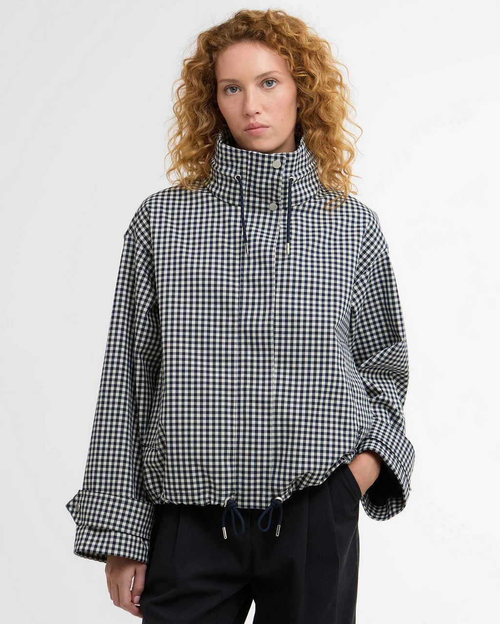 Barbour Bronwyn Check Showerproof Jacket -Navy Gingham – Monkee's