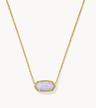 Elisa Short Pendant Necklace - Gold Lilac Kyocera Opal