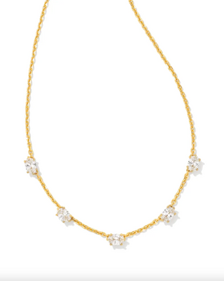 Cailin Crystal Strand Necklace - Gold White Cz