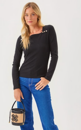 Beaty Long Sleeve Knit Top - Noir