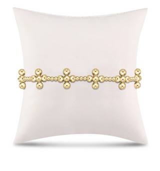 Signature Cross Sincerity Pattern 2.5mm Bead Bracelet - Classic Beaded Signature Cross Gold - 4mm Bead