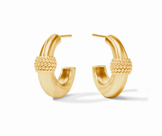 Beaded Statement Hoop - Cabochon Gold - S