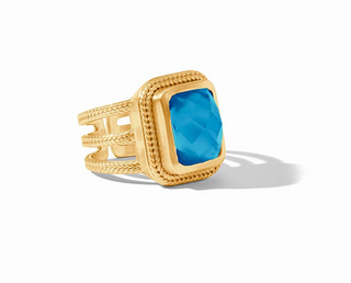 Cheval Statement Ring - Gold Iridescent London Blue