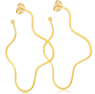 Wiggle Wiggle Long Hoops - Shiny 18K Gold Plated