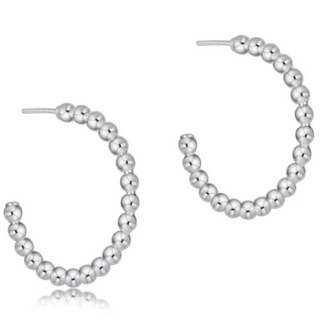 Beaded Classic Post Hoop - 4mm Sterling- 1.25"