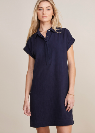 Margo Gauze Shirtdress - Nautical Navy