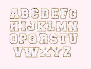 Blanc Mini Glitter Varsity Alphabet Set - Blanc/ Gold