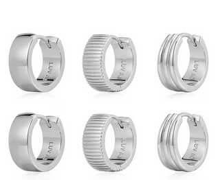 The Remy Ridged Huggies Set - Silver