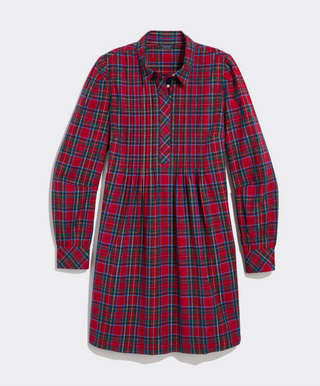 Pippa Poplin Dress - Yuletide Tartan Red