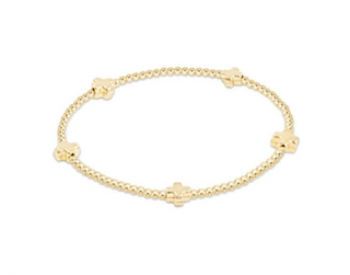 Signature Cross Small Gold Pattern 2mm Bead Bracelet - Gold