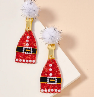 Christmas Champagne Acetate Dangling Earrings