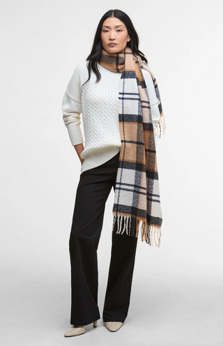 Barbour Deanna Tartan Scarf - Hessian Navy Tartan
