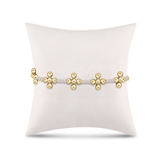 Signature Cross Sincerity Pattern Pearl 3mm Bead Bracelet - Classic Beaded Signature Cross Gold - 4mm