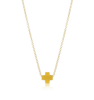16" Necklace Gold Signature Cross - Canary