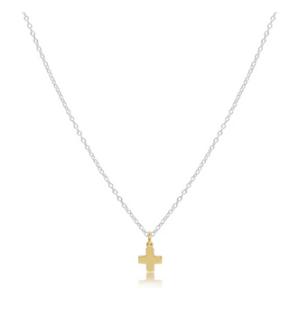 16" Necklace Sterling Mixed Metal - Signature Cross Gold
