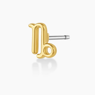 Zodiac Charm Stud - Gold Capricorn
