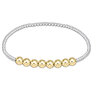 Classic Blissful Pattern 3mm Bead Bracelet - 6mm Mixed Metal