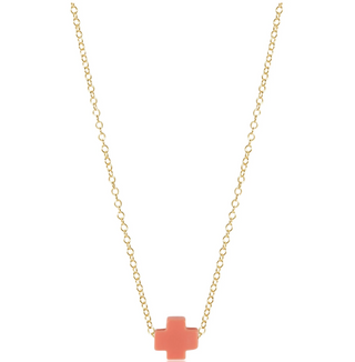 16" Necklace Gold Signature Cross - Coral