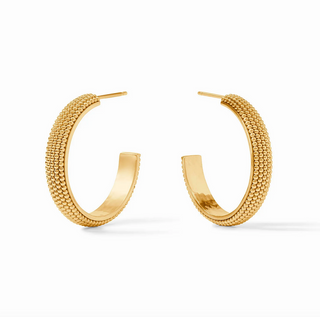 Beaded Eternity Hoop-Cabochon-Gold-M