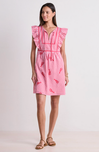 Short Sleeve Dress - Gingham Red White