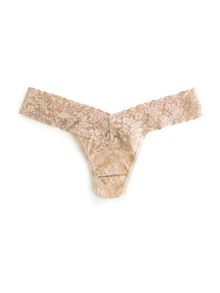 Signature Lace Low Rise Thong - Chai