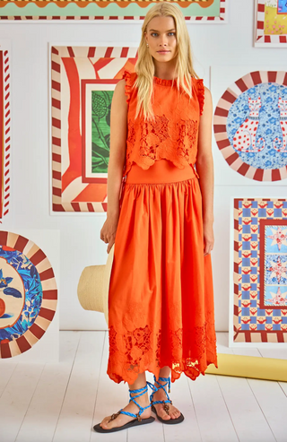 Nathalie Skirt - Tangerine Tango Embroidery