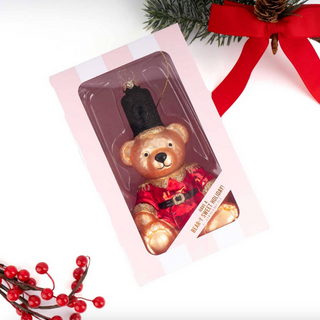 Red Teddy Bear Boxed Glass Ornament