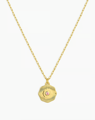 Coin Necklace - Gold / Pink Tourmaline