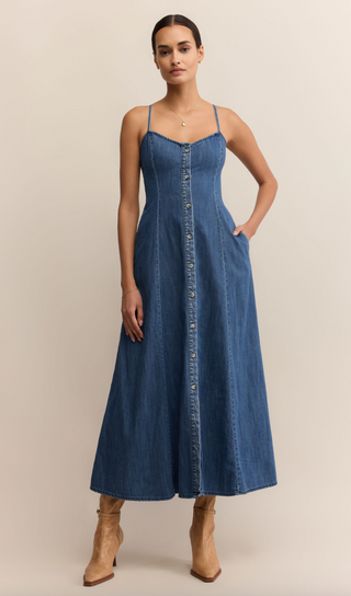 Angel Eyes Denim Midi Dress - Medium Indigo