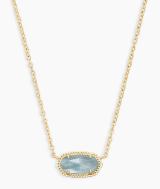 Elisa Short Pendant Necklace - Gold Light Blue Illusion