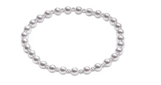 Classic Grateful Pattern Sterling 4MM Bead Bracelet - Pearl