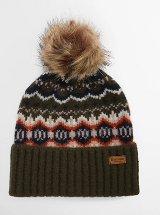 Barbour Helen Fair Isle Beanie Hat - Olive
