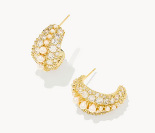 Krista Hoop Earrings - Gold White Mix