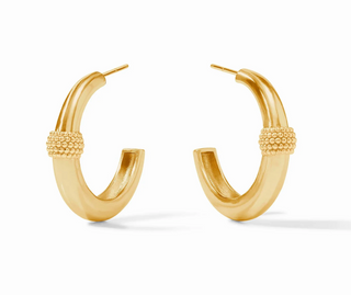 Beaded Station Hoop - Cabochon Gold - M