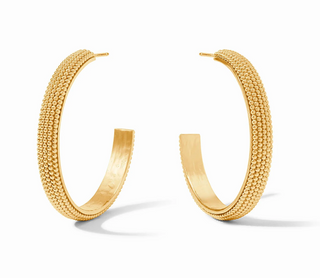 Beaded Eternity Hoop - Cabochon Gold - L