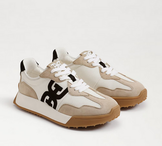 Langley Lace Up Sneaker - White / Tan / Black Suede