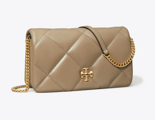 Kira Diamond Quilt Chain Wallet - Taupe Oak