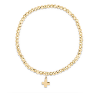 Classic Gold 3mm Bead Bracelet - Signature Cross Gold Charm