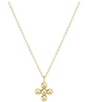 16" Necklace Gold - Classic Beaded Signature Cross Gold 4mm Bead Gold