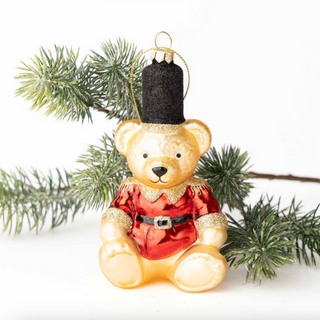Red Teddy Bear Boxed Glass Ornament