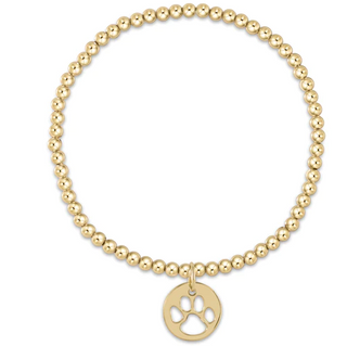 Classic Gold 3MM Bead Bracelet - Paw Print Gold Disc