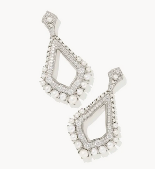 Krista Statement Earrings - Silver White Mix