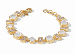 Antonia Tennis Bracelet - Gold Iridescent Clear Crystal