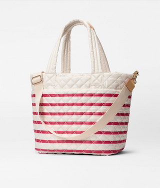 Medium Metro Tote Deluxe - Sanshell/Apple Charter Stripe