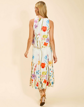 Sonata Scallop Midi Skirt - Garden Muse