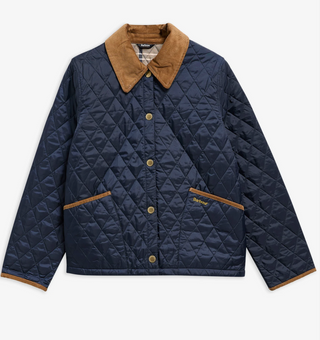 Barbour Icons Cropped Liddesdale Quilted Jacket - Dark Navy / Birchwood