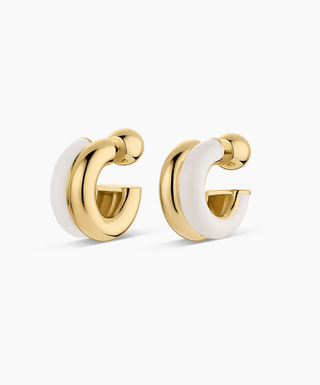 Lou Stacked Huggies - Eggshell / Gold