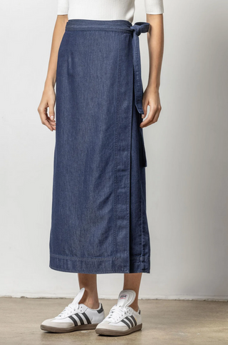Denim Wrap Skirt - Dark Wash