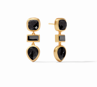 Antonia Tier Earring - Gold Obsidian Black